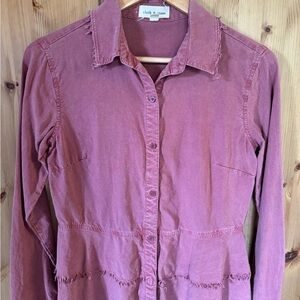Cloth & Stone Anthropologie Tiered Fringe Button Down Top